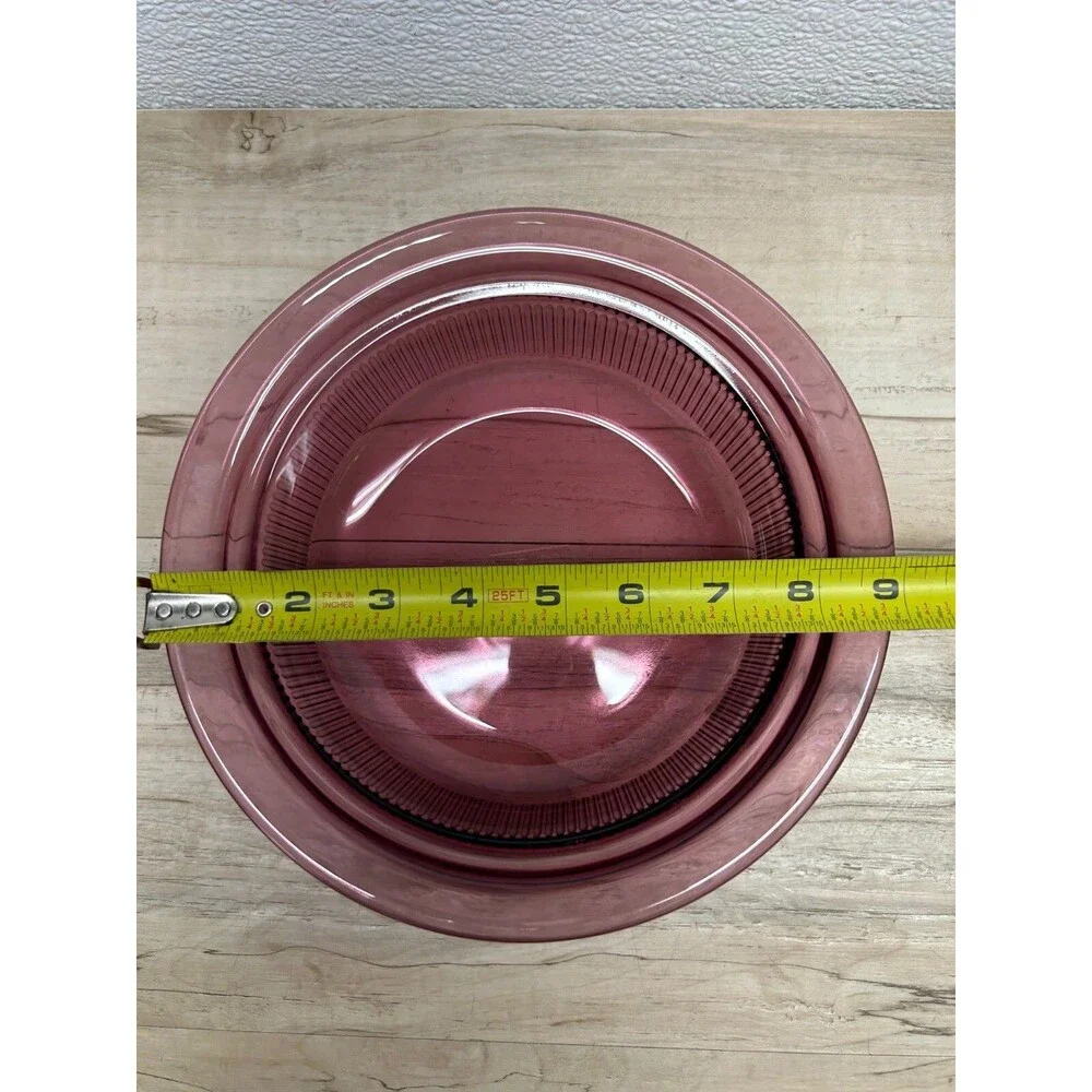 Vtg 1991 Pyrex Vision Cranberry Coning Cookware 1-Qt/L Round Casserole With Lids